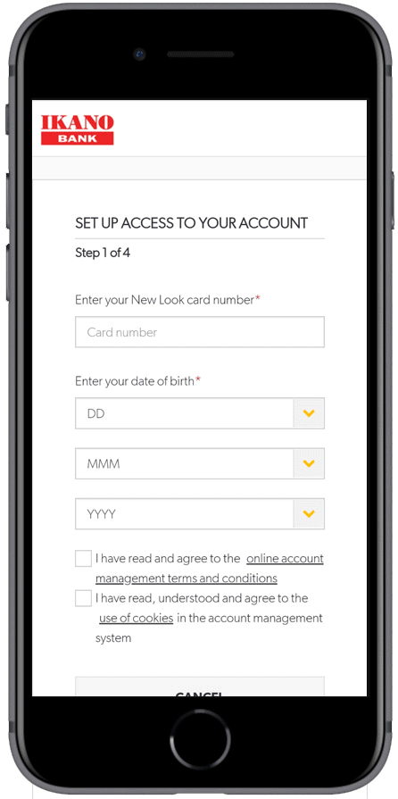 set up access to your store card account online