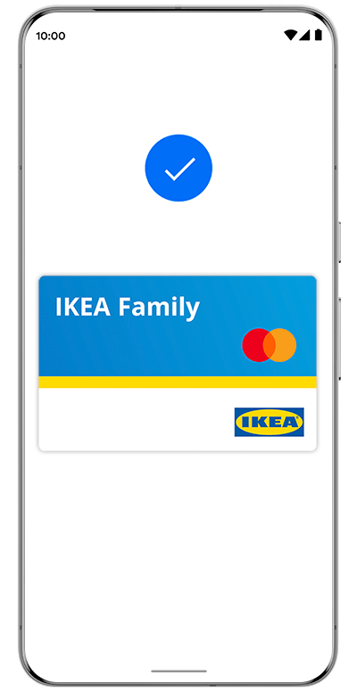 Successful payment screen using the IKEA Family Credit Card on Google Pay with a Google Pixel 8 phone